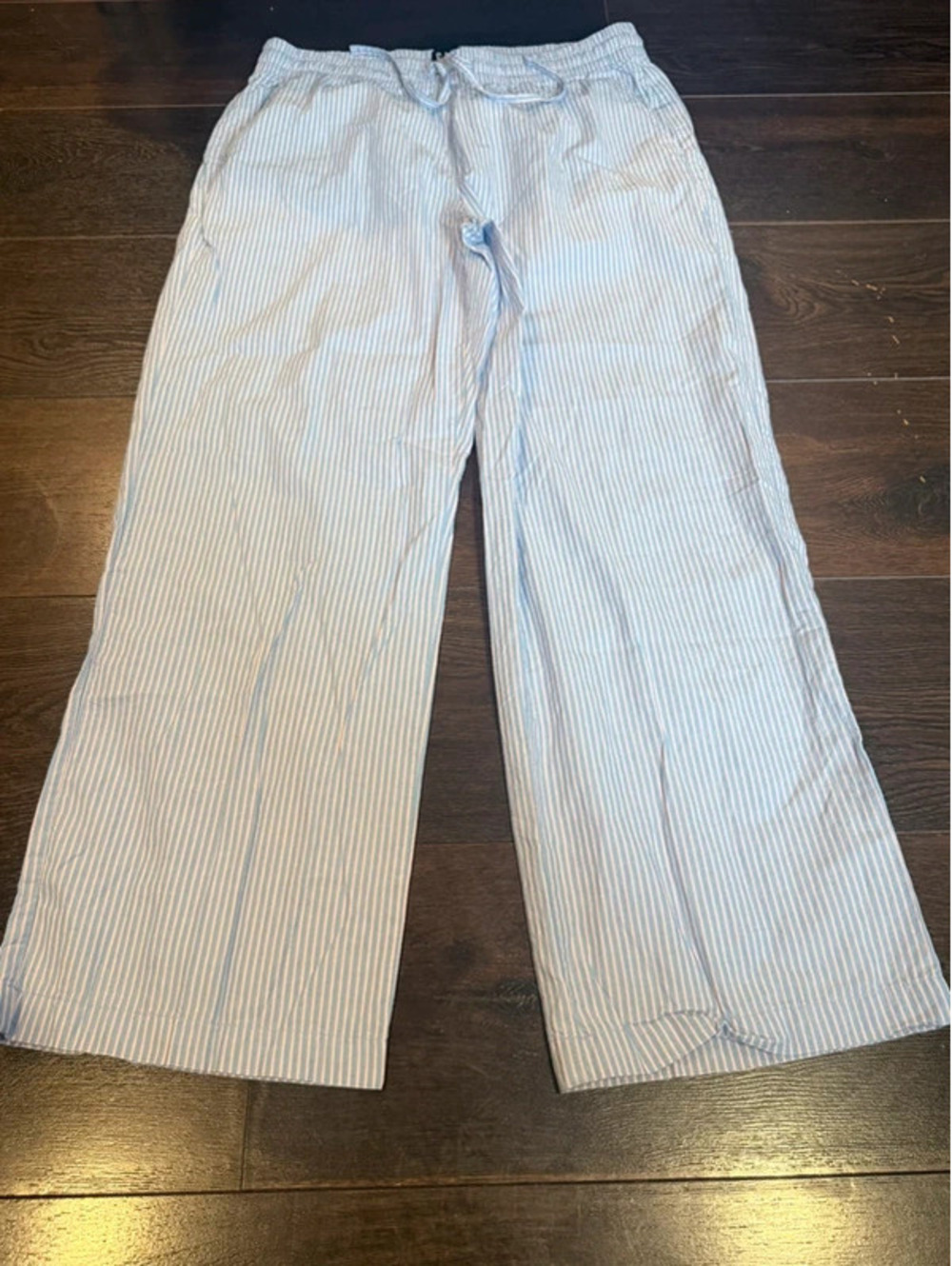 GAP Women’s Blue & White Striped Wide Leg Pull-On Pants Size M H29